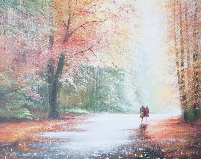 Jeff Rowland (1964-2018), embellished canvas on board, ‘Forever autumn’, limited edition 108/150, COA verso, 48 x 59cm